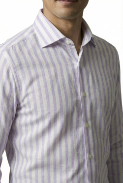 画像4 [バセッティ] 麻リネンストライプ-パープル #8430