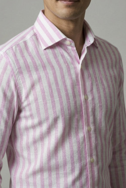 画像4 [バセッティ] 麻リネンストライプ-ピンク #8431