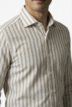 画像4 [バセッティ] 麻リネンストライプ-ブラウン #8432