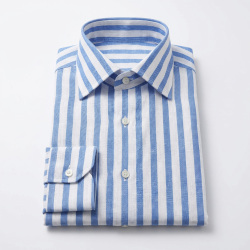 画像3 [バセッティ] 麻リネンストライプ-ブルー #8433