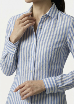 画像5[バセッティ] 麻リネンストライプ-ブルー #8433