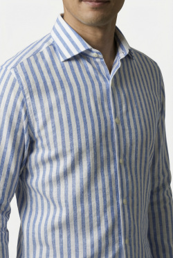 画像4 [バセッティ] 麻リネンストライプ-ブルー #8433