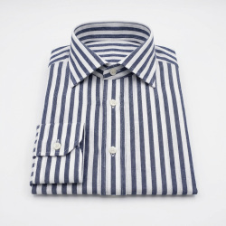 画像3 [バセッティ] 麻リネンストライプ-ネイビー #8434