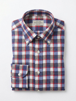 画像3 [アルビニ] 麻リネンチェック-ネイビー×レッド #8439