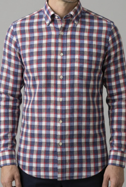 画像4 [アルビニ] 麻リネンチェック-ネイビー×レッド #8439