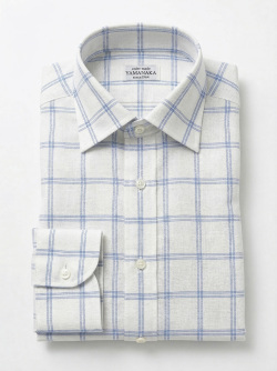 画像3 [カンクリーニ canclini] 麻リネンチェック-サックス #8440