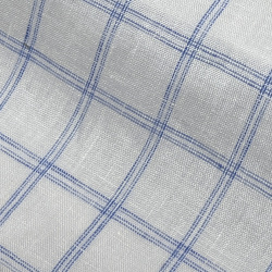 画像1 [カンクリーニ canclini] 麻リネンチェック-サックス #8440