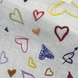 画像1 [TEXTA テクスタ] 麻プリント-ハート柄 #8443