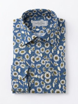 画像3 [TEXTA テクスタ] 麻プリント花柄-ブルー×ホワイト #8446