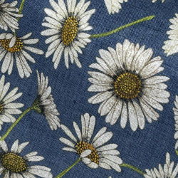 画像1 [TEXTA テクスタ] 麻プリント花柄-ブルー×ホワイト #8446