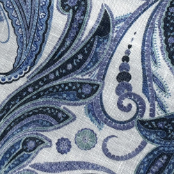 画像1 [TEXTA テクスタ] 麻プリントペーズリー・ブルー #8447