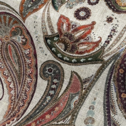 画像1 [TEXTA テクスタ] 麻プリントペーズリー・ベージュ系 #8448