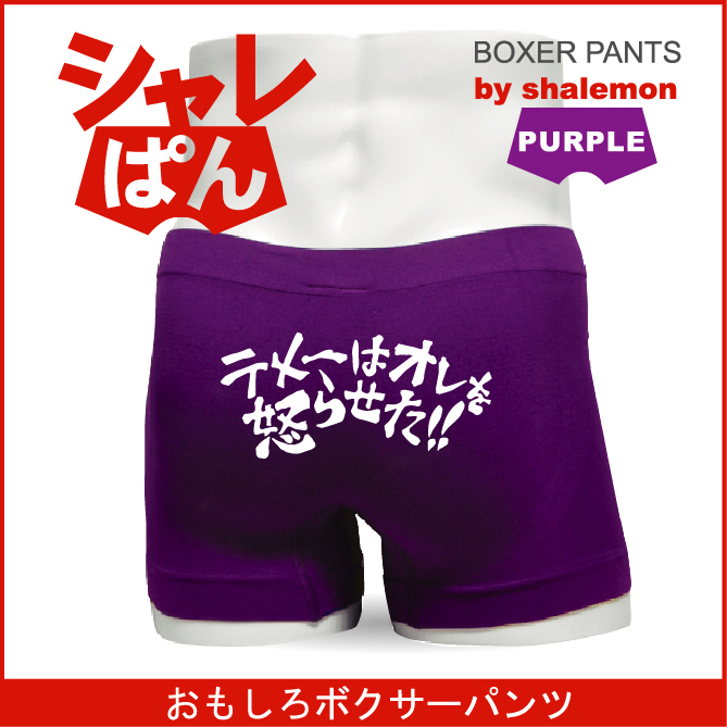 ボクサーパンツ 【 名言集 テメーは俺を怒らせた 】 メンズ パープル ナイロン おもしろい ジョーク 下着 男性 ★H3★