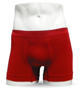 メンズシームレスボクサーパンツ赤前