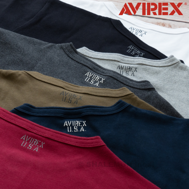 AVIREX 限定 HENRY NECK UNDER Tシャツ コットン 半袖 全3色 AVIREX tシャツ 「直営店限定」HENRY NECK UNDER T-SHIRT