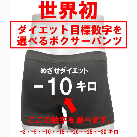 世界初 おもしろ ダイエット 目標 ボクサーパンツ【グレー】【ナイロン】目標ダイエット数字を選べる 面白い  プレゼント 男性★F4★