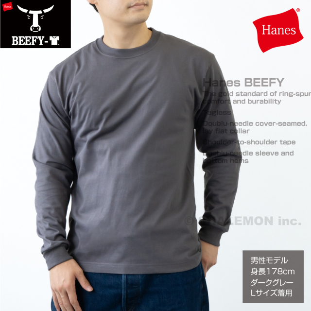 HANES ヘインズ BEEFY ロンT ロングスリーブ 長袖 Tシャツ ( ヘインズ