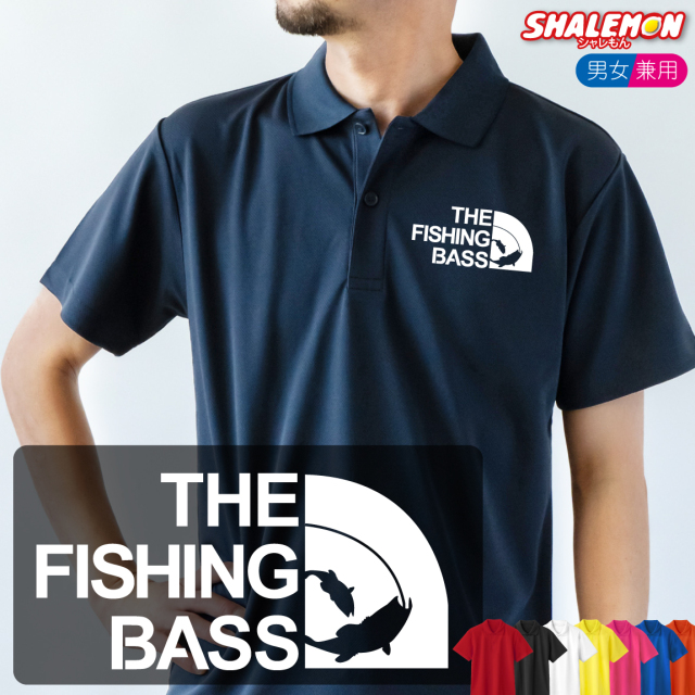 バス釣り ポロシャツ メンズ レディース 半袖  ( 選べる13色 ポロ THE FISHING BASS フェイス )  ブラックバス ルアー ロッド ワーム 釣りガール プレゼントバス釣り 釣り 魚 面白い プレゼント アニマル 男性 女性