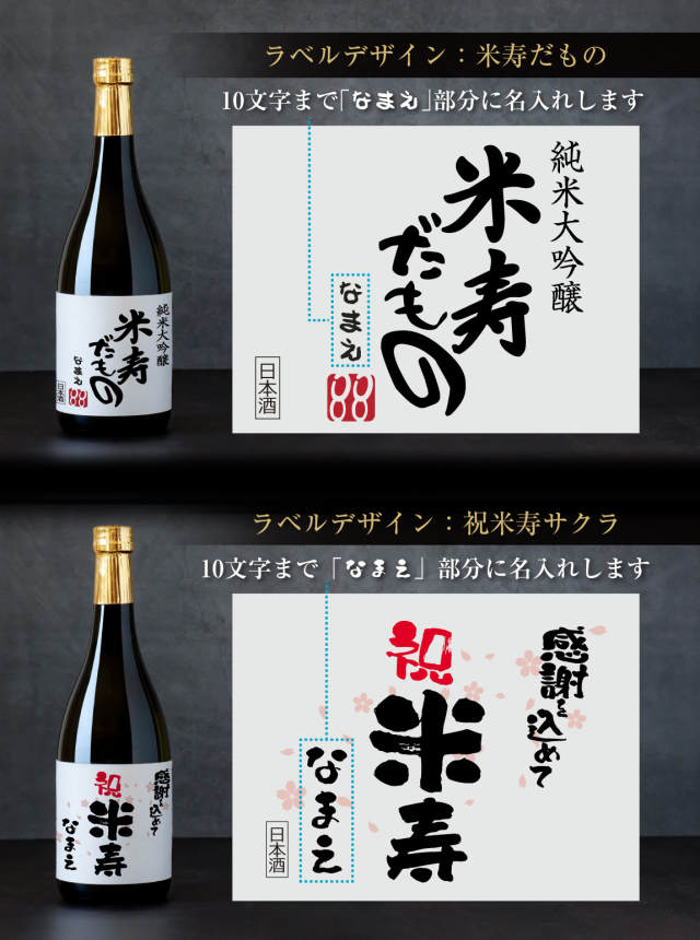 米寿 お祝い 名入れ お酒 純米大吟醸酒 【 米寿だもの ミニ