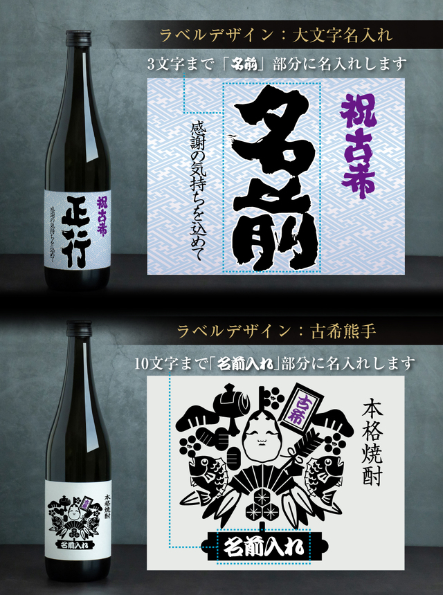 古希祝い 名入れ ちゃんちゃんこ酒 焼酎 ( 選べる 麦 と 芋 焼酎