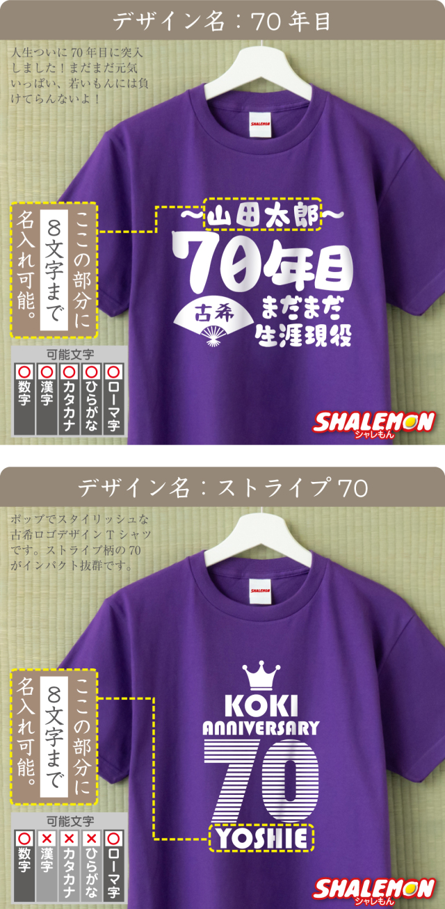 古希 お祝い 男性 女性 tシャツ ( 70歳 古希 名入れ Tシャツ お祝い