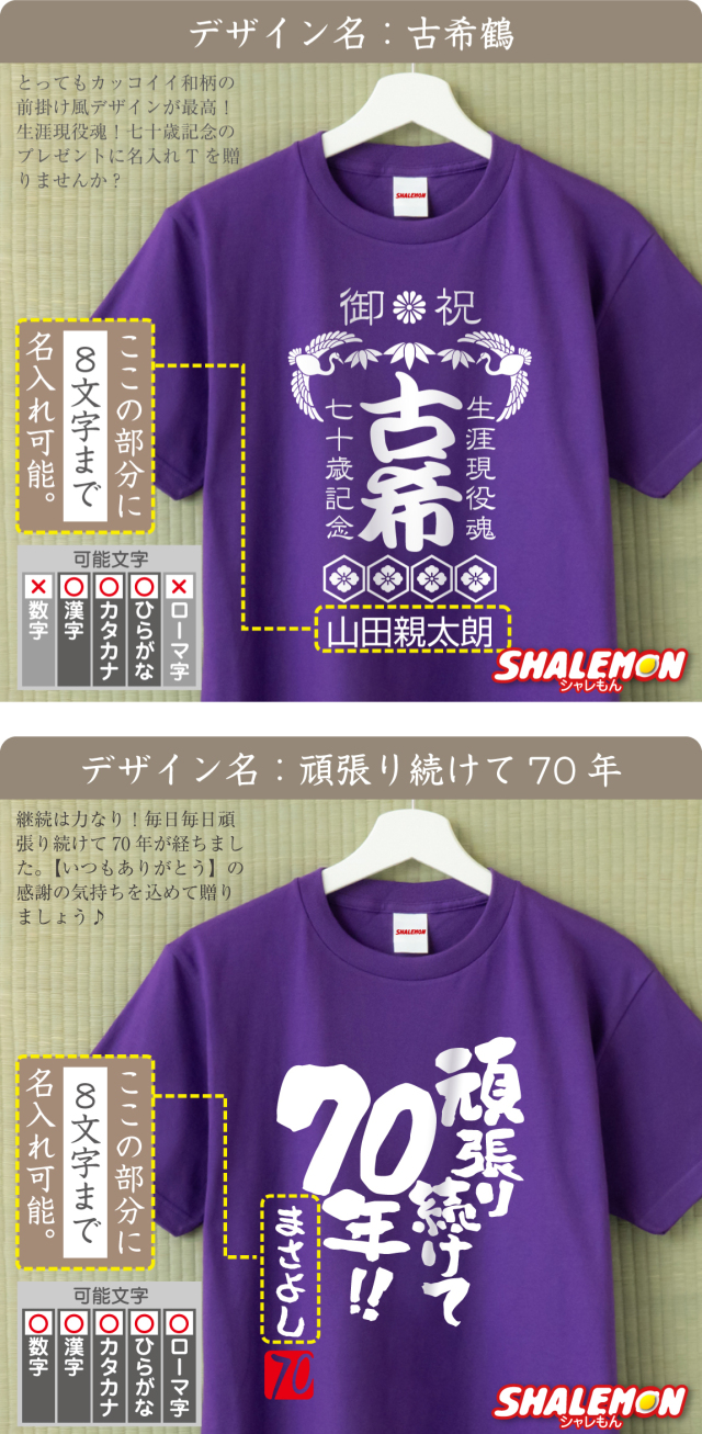 古希 お祝い 男性 女性 tシャツ ( 70歳 古希 名入れ Tシャツ お祝い