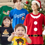 クリスマス ｔシャツ コスプレ ( サンタ Tシャツ 男性 女性 子ども サンタクロース 選べるデザイン×カラー ) 袖 男女兼用  ダンス ジム プレゼント メンズ レディース キッズ 衣装 服 子供服 おもしろ イベント リース カフェ トナカイ Xmas 大きいサイズ(I13)