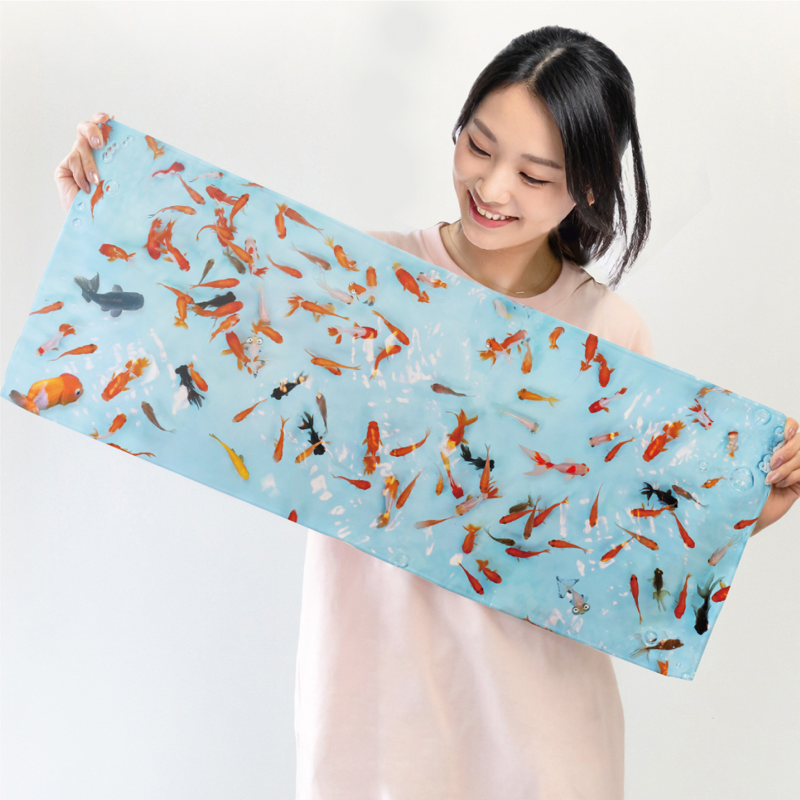 愛知県 弥富市 金魚すくい フェイスタオル フルカラー オリジナルフェイスタオル (syk)