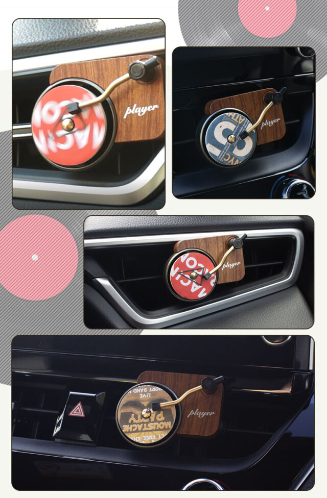 レコード型 ディフューザー 車内 芳香剤 香り付きディスク3枚つき