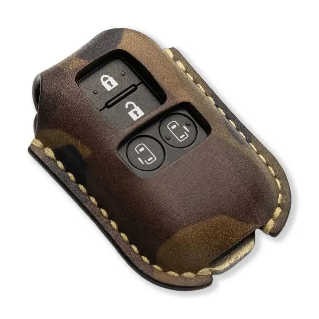 【予約 受注生産】 スズキ車汎用 2ホール 4ボタン パワースライドドア車対応 スマートキーカバー 本革 本皮 レザー レザーキーカバー アクセサリー SUZUKI リレーアタック 非対応 LANGES LEBEN ランゲスレーベン スペーシア カスタム ギア ワゴンR など 【ゆうパケ送料無料】