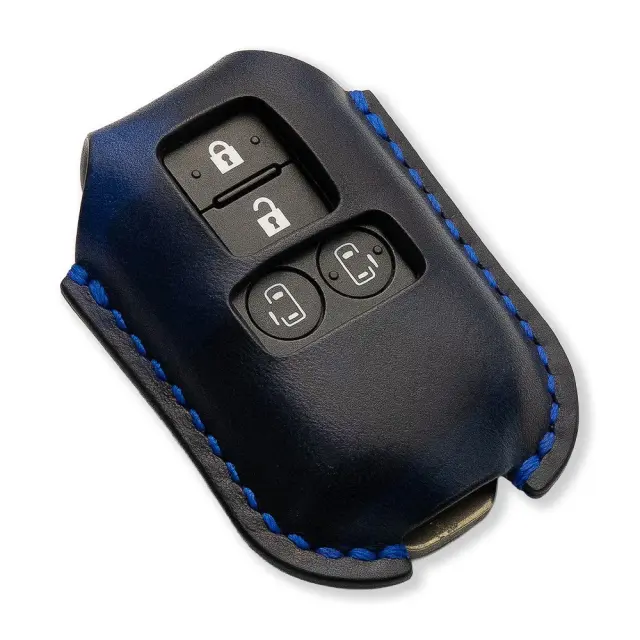 【予約 受注生産】 スズキ車汎用 2ホール 4ボタン パワースライドドア車対応 スマートキーカバー 本革 本皮 レザー レザーキーカバー アクセサリー SUZUKI リレーアタック 非対応 LANGES LEBEN ランゲスレーベン スペーシア カスタム ギア ワゴンR など 【ゆうパケ送料無料】