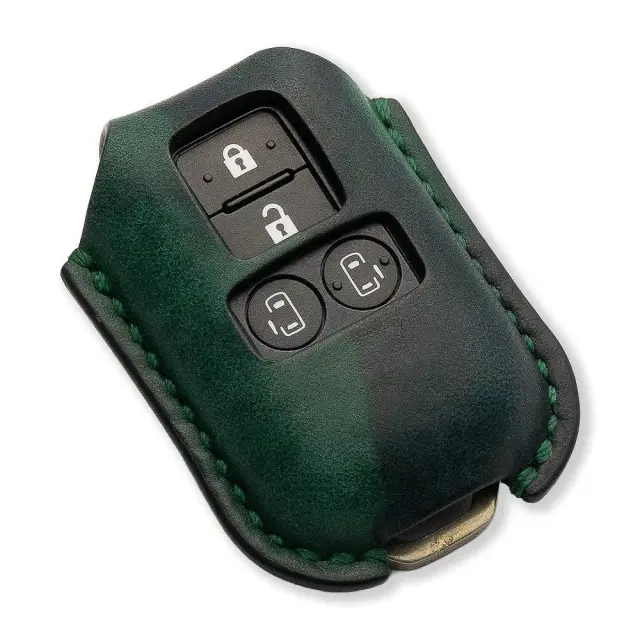【予約 受注生産】 スズキ車汎用 2ホール 4ボタン パワースライドドア車対応 スマートキーカバー 本革 本皮 レザー レザーキーカバー アクセサリー SUZUKI リレーアタック 非対応 LANGES LEBEN ランゲスレーベン スペーシア カスタム ギア ワゴンR など 【ゆうパケ送料無料】
