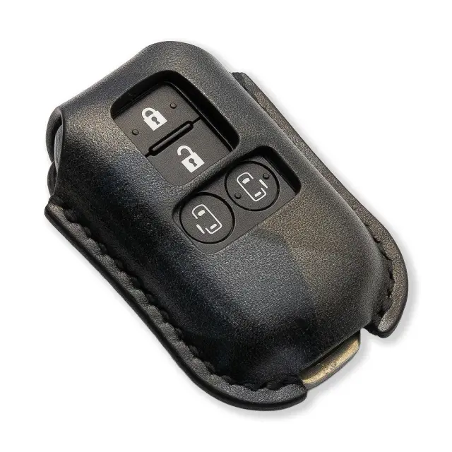【予約 受注生産】 スズキ車汎用 2ホール 4ボタン パワースライドドア車対応 スマートキーカバー 本革 本皮 レザー レザーキーカバー アクセサリー SUZUKI リレーアタック 非対応 LANGES LEBEN ランゲスレーベン スペーシア カスタム ギア ワゴンR など 【ゆうパケ送料無料】