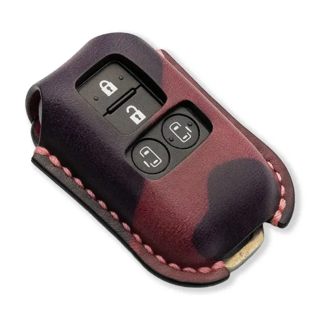 【予約 受注生産】 スズキ車汎用 2ホール 4ボタン パワースライドドア車対応 スマートキーカバー 本革 本皮 レザー レザーキーカバー アクセサリー SUZUKI リレーアタック 非対応 LANGES LEBEN ランゲスレーベン スペーシア カスタム ギア ワゴンR など 【ゆうパケ送料無料】