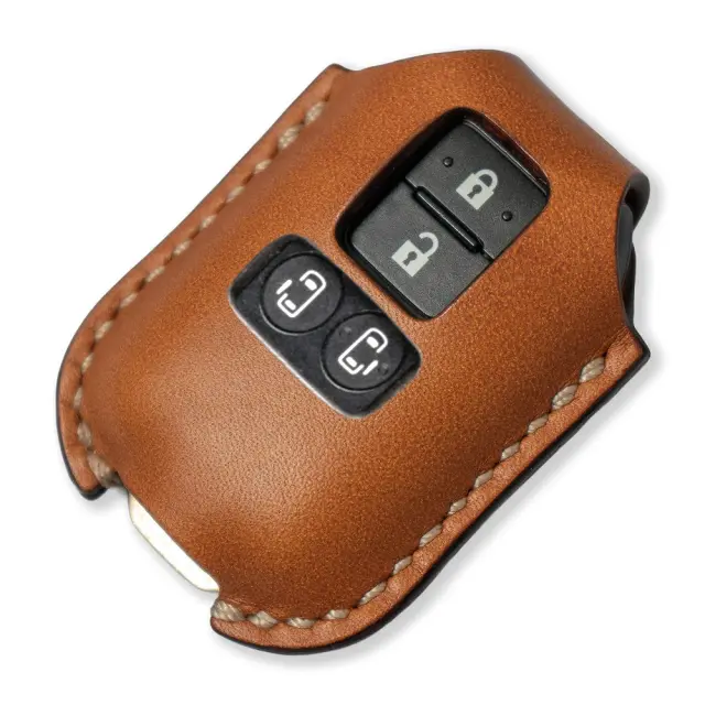 【予約 受注生産】 スズキ車汎用 2ホール 4ボタン パワースライドドア車対応 スマートキーカバー 本革 本皮 レザー レザーキーカバー アクセサリー SUZUKI リレーアタック 非対応 LANGES LEBEN ランゲスレーベン スペーシア カスタム ギア ソリオ バンディット ワゴンR など