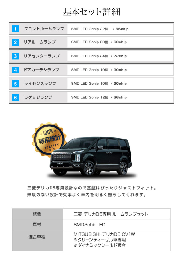 デリカD5 CV1W クリーンディーゼル車専用 ルームランプ [J]