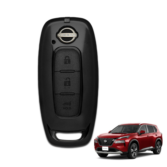 エクストレイル T33 専用 メッキ風 TPU スマートキーカバー 電子キー