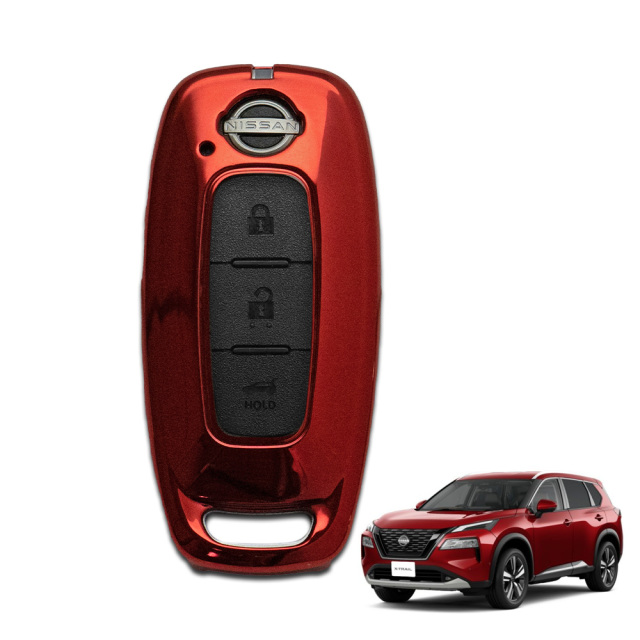 [期間限定価格]日産 エクストレイル！車検あり！バーニングレッド！スマートキー！ エクストレイル T33 専用 メッキ風 TPU スマートキーカバー 電子キー