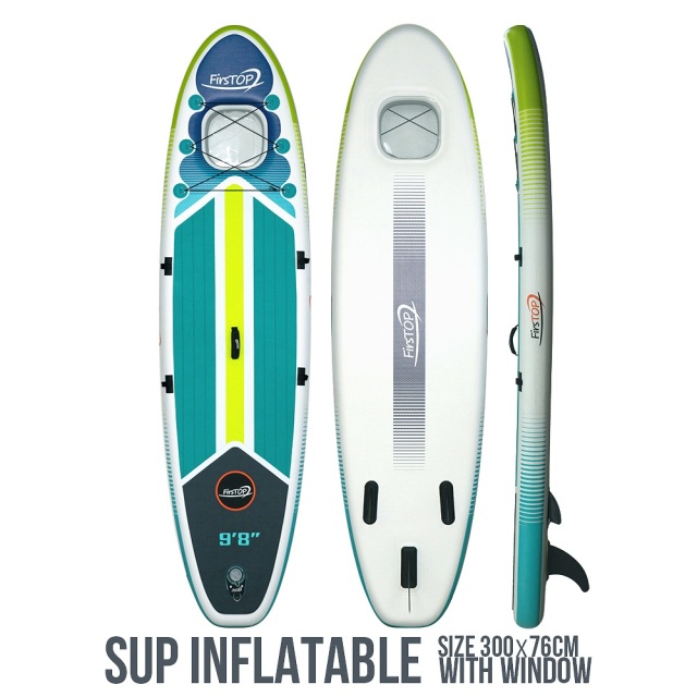 インフレータブル SUP 窓付き スタンドアップ パドルボード 300×75cm 