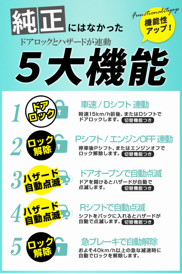 ハイエース 0系 6型 ガソリン車専用 車速ドアロックキット K