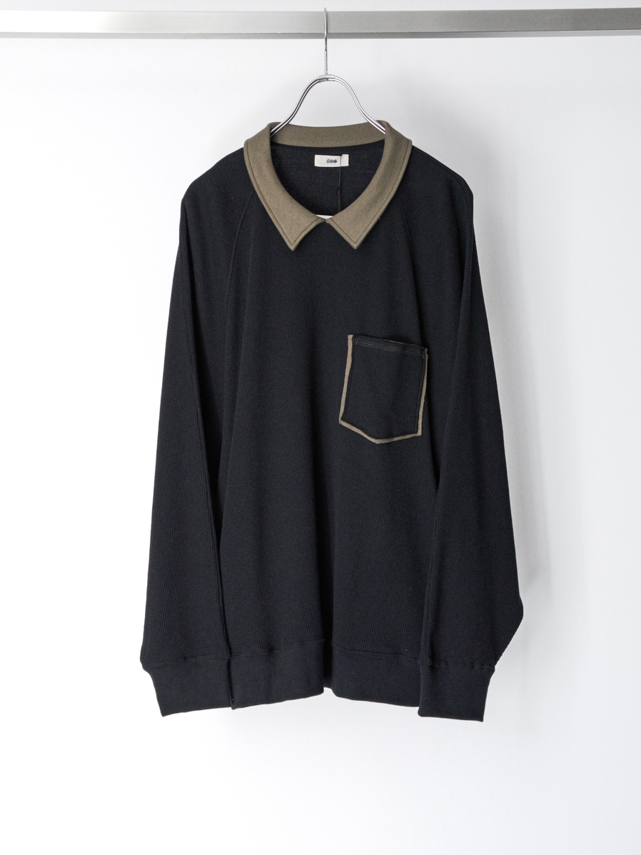 EMAM "Reverse Collar Raglan Tops" - BLACK