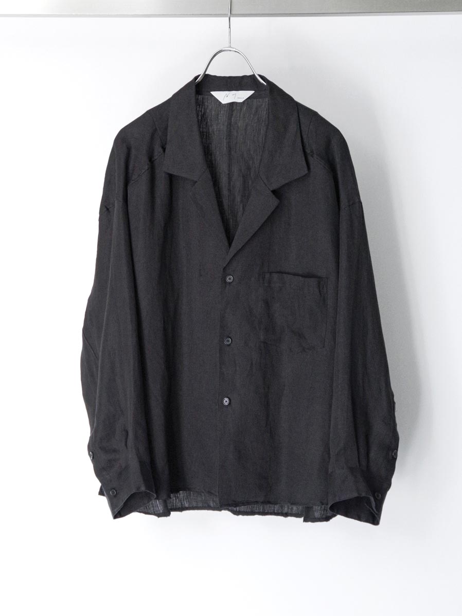 ANCELLM "100/S LINEN TAILORED SHIRT" - BLACK