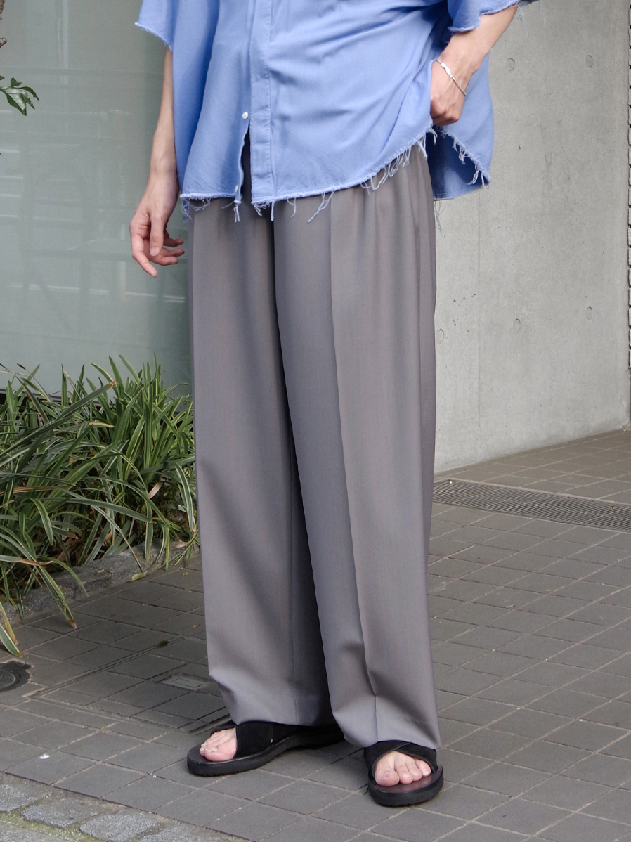 ANTHEM A "WOOL TROPICAL SIDE GATHER SLACKS" - GRAY