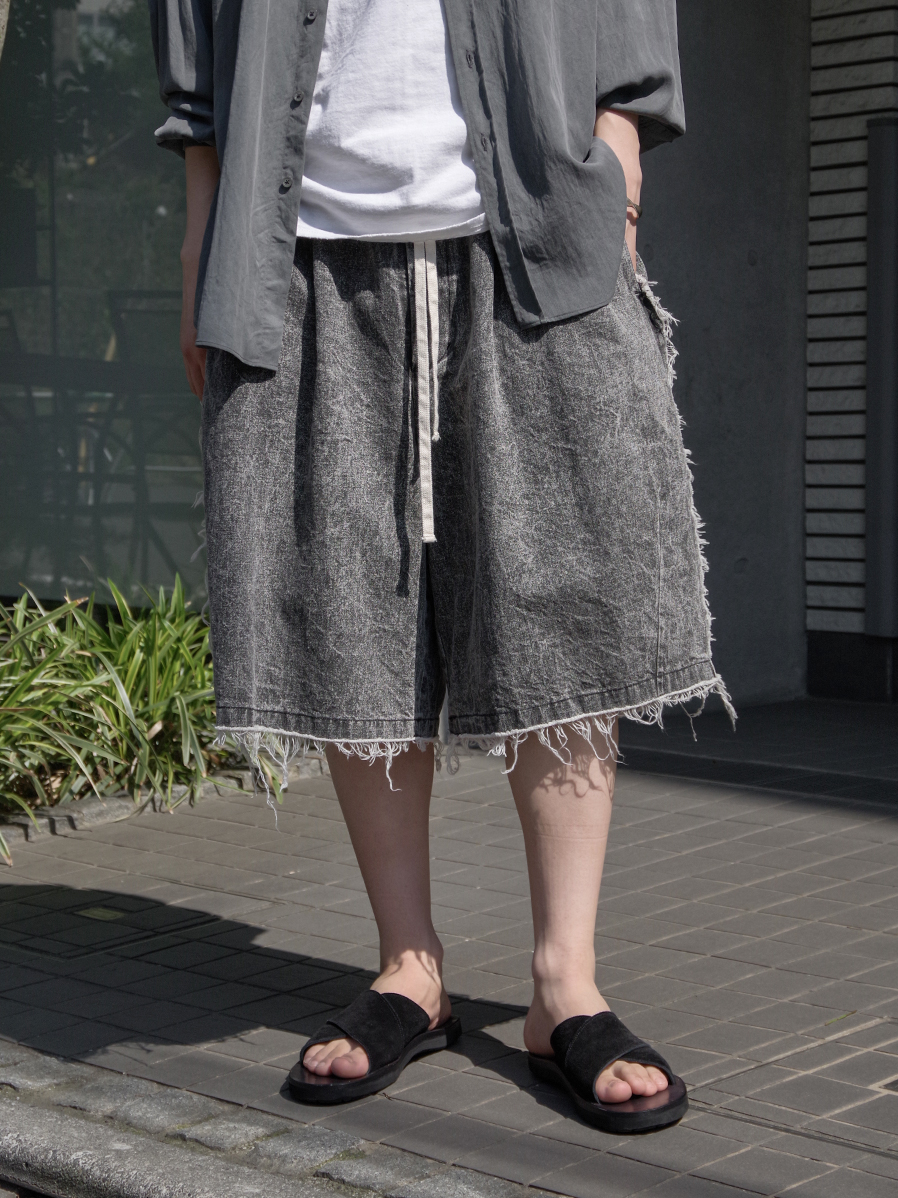 my beautiful landlet "PIGMENT PRINT WASHED DENIM SHORT PANTS" - BLACK