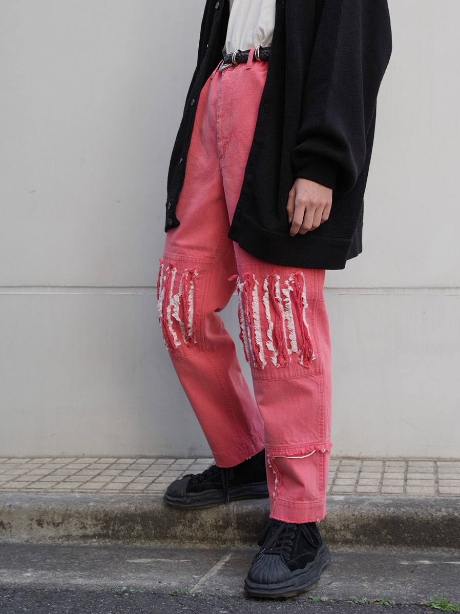 ALMOSTBLACK "COATING DENIM PANTS" - RED