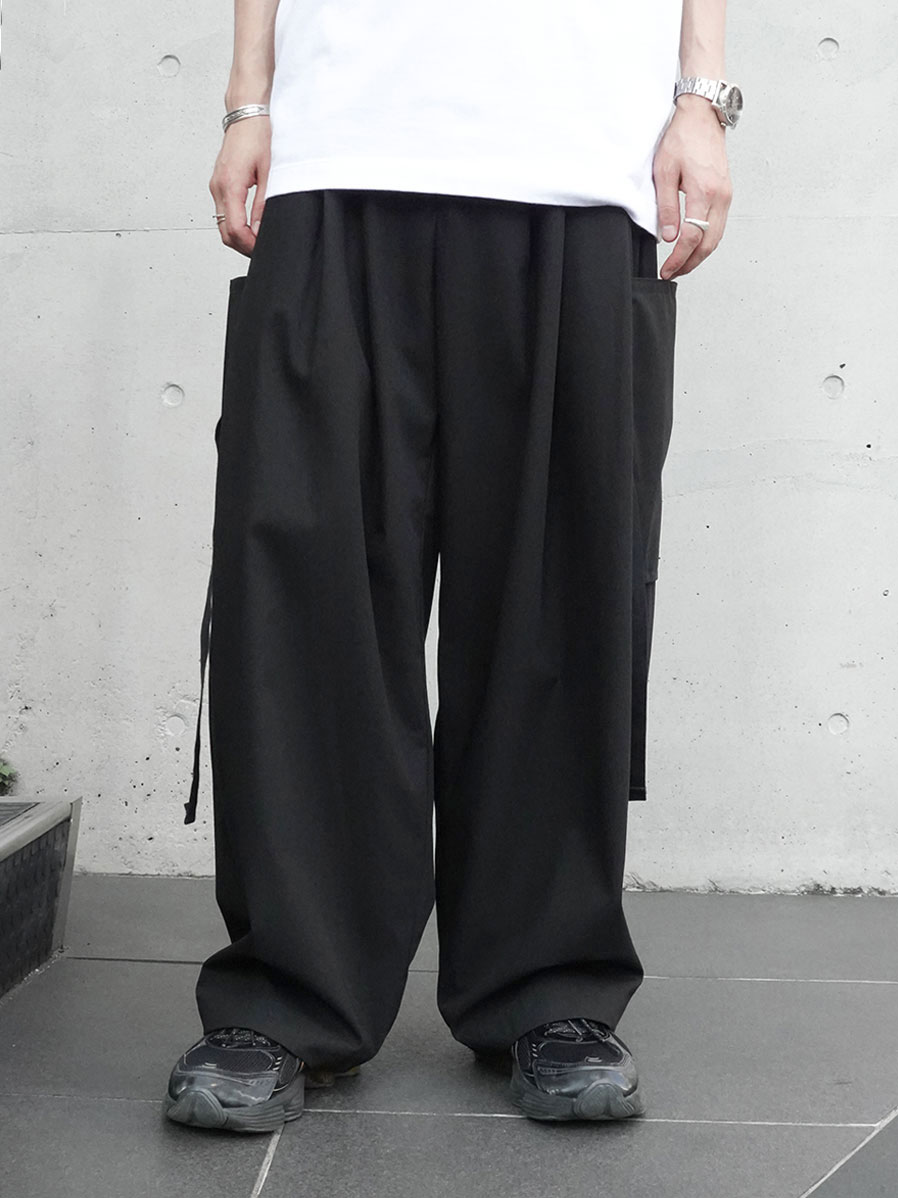 ALMOSTBLACK "WOVEN 6POCKET PANTS" - BLACK