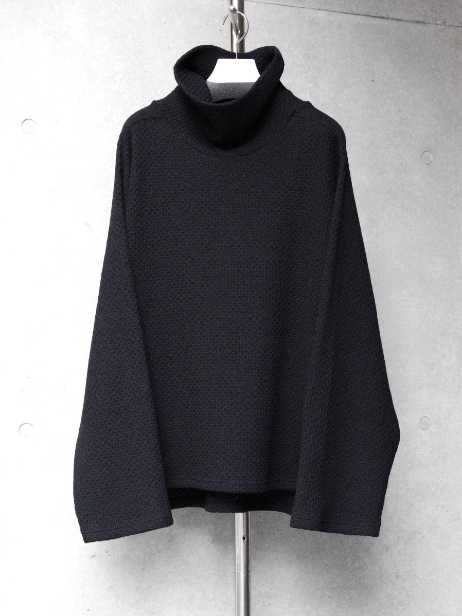 ANCELLM "CHAIN KNIT HI-NECK LS T-SHIRT" - BLACK