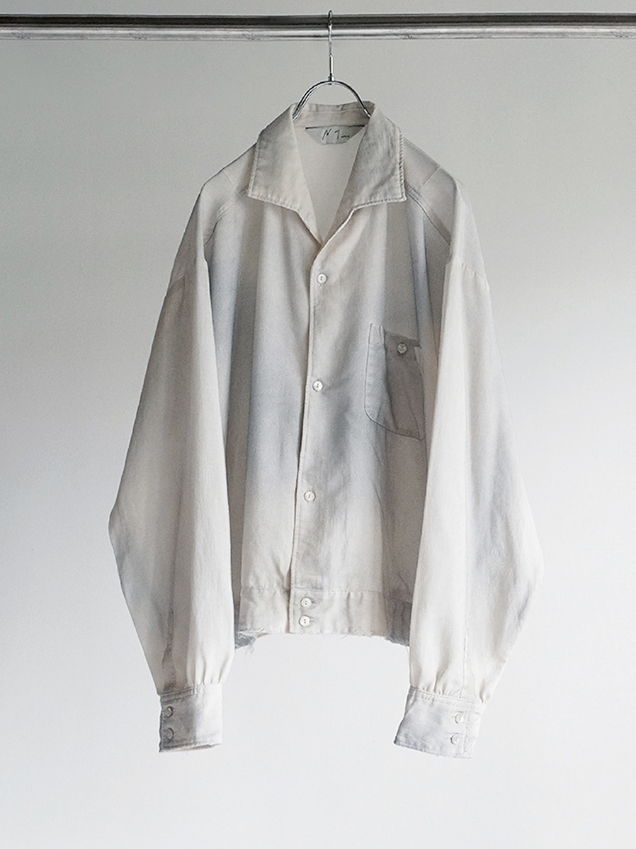 ANCELLM "MELANGE SHORT CRASH SHIRT JACKET" - WHITE