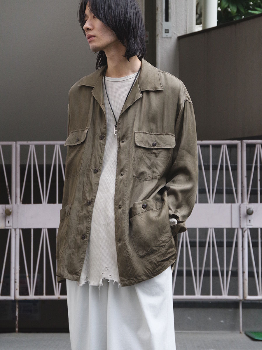 ANTHEM A "PIGMENT CUPRO OPEN COLLAR SHIRTS" - KHAKI