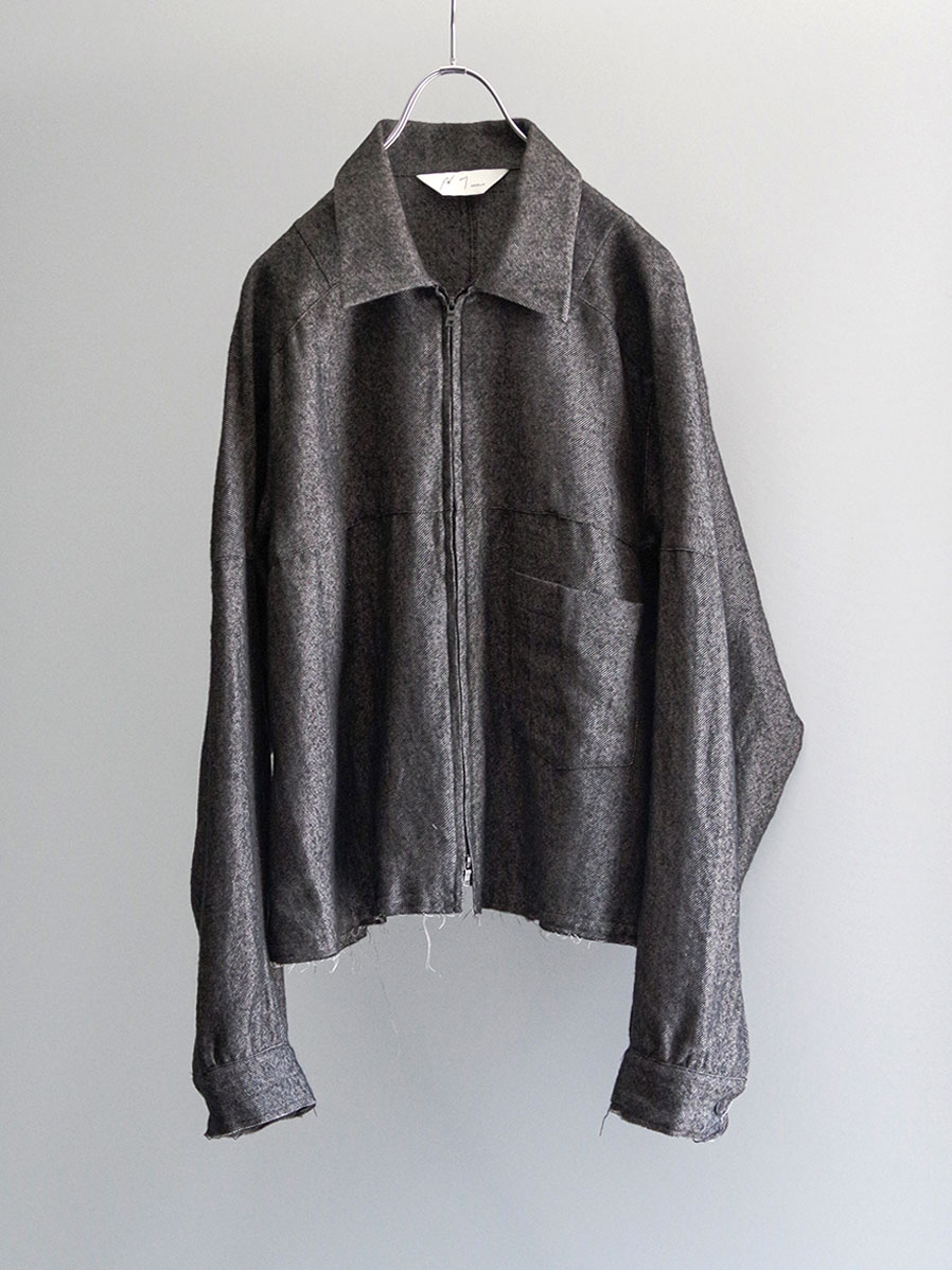 ANCELLM "SHRINK WOOL SHORT ZIPUP SHIRT JACKET" - BROWN